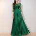 Verve Patchwork Chiffon Round Neck Lace Long Dress Evening Gown Women's Wear_ecoleips.com