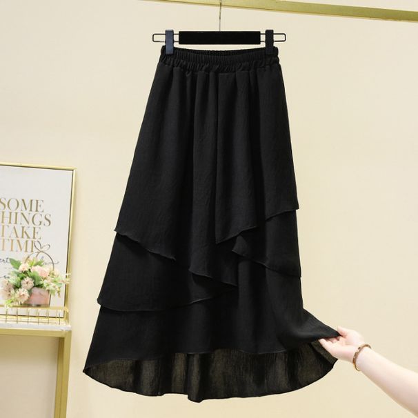 Women's Clothing Plus Size Loose Fitting Textured Cotton Linen Irregular Skirt For Women Summer Fashion Casual Comfortable Trendy_ecoleips.com