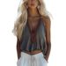 Cross-border European And American Summer Camisole With Ties, Vacation-style V-neck Tank Top_ecoleips.com