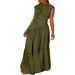 BN301 Women's Sleeveless Ruffled Swing Dress Solid Color Loose Fit European American Style Spring Summer Fashion Cross Border Supply_ecoleips.com