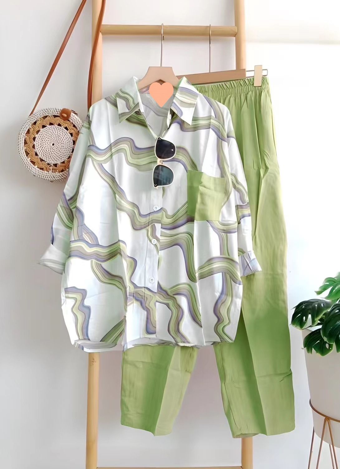 Women's Clothing Striped Shirt Set Casual Long Sleeved Two Piece Suit Summer New_ecoleips.com