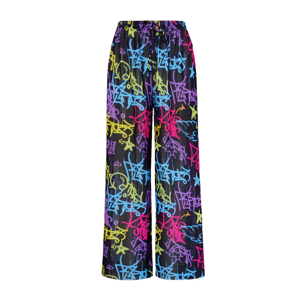 Ice Silk Long Pants for Women Summer UPF Sun Protection Wide Leg Casual Dance Pants Beachwear Thin UV Protection Skirt Cover up_ecoleips.com