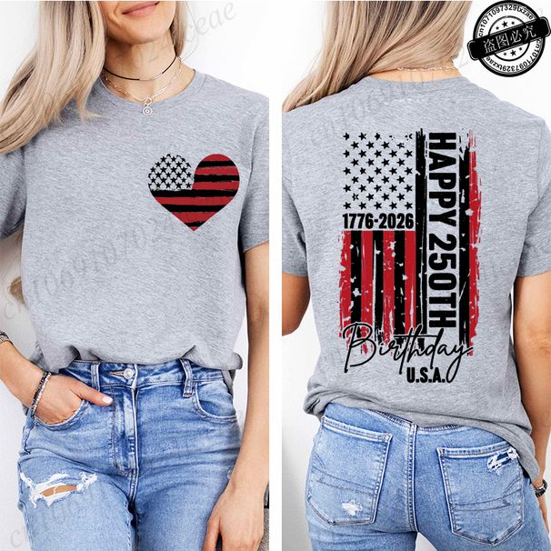 Women Tops 1776-2026 Independence Day Graphic T Shirt Clothes Short Sleeve Tee Shirts Summer Fashion Female T-Shirts Clothing_ecoleips.com