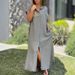 Women's Clothing Solid Color Cotton And Linen Long Skirt Fashion Casual Short Sleeved Cardigan Dress_ecoleips.com