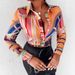 Women's Clothing Long Sleeved Printed Blouse Stylish Casual Shirt With Unique Pattern Design_ecoleips.com