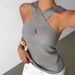 Women's Sexy Cross Neck Ribbed Vest Sleeveless Top European And American Style Summer Design Export Fashion_ecoleips.com