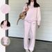Spring 2026 Women's Fashion Set: European American Style Casual Loose Versatile Solid Color Long Sleeved Sweatshirt Pants Combo_ecoleips.com
