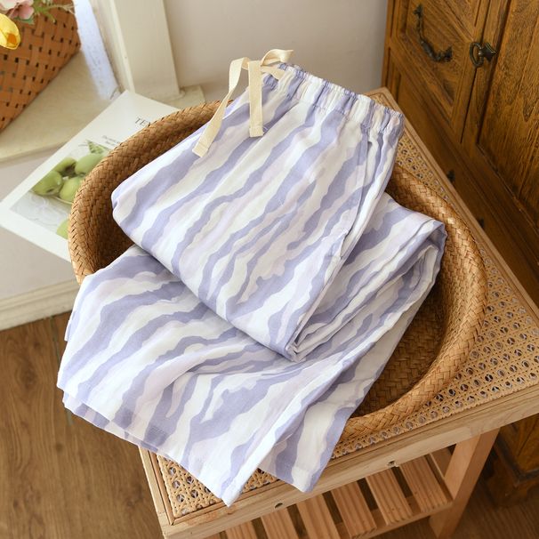 Summer Pajamas Pants Floral Sleepwear Women's Home Pants Pure Cotton Pajama Bottoms Female Night Clothing Lounge Wear_ecoleips.com