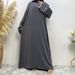 Modest Abaya Dress/Muslim Dress Women Fashionable Women's Plain Color Dress With White Trim Plus Size Tie Waist Muslim Fashion_ecoleips.com