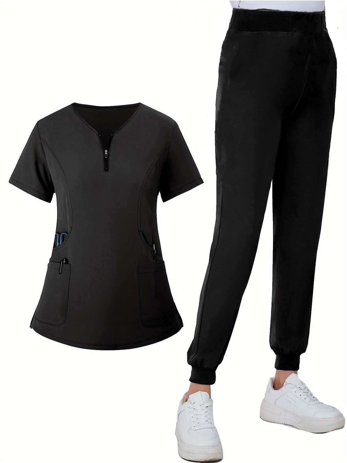 Women's Elastic Surgery Wholesale V-neck Long And Short Sleeve Dental Hospital Nurse Uniform Suit Wash Clothes Suit_ecoleips.com