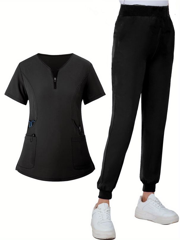 Women's Elastic Surgery Wholesale V-neck Long And Short Sleeve Dental Hospital Nurse Uniform Suit Wash Clothes Suit_ecoleips.com