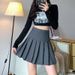 Women's High Waist Pleated A-Line Mini Skirt – Korean JK School Style In Black Grey, Sweet Y2K Bottom_ecoleips.com