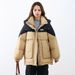 New 90 White Duck Down Winter New Loose Contrasting Color Thickened Coat Color Matching Down Jacket Women_ecoleips.com