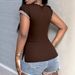 AD359 Cross-Border Foreign Trade Summer New Fashion Sexy Slim-Fit Bowknot Color-Block Versatile Women's T-Shirt_ecoleips.com