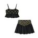 Women's Clothing 2025 New Summer Solid Color Strap Top High Waist Skirt Metal Patchwork Set_ecoleips.com