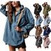 Women's Clothing V-Neck Denim Jacket – Trendy Long Sleeve Overshirt (Casual, Lightweight & Versatile Layering Piece)_ecoleips.com