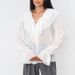 Commuting White Chiffon Shirt For Women, 2026 Spring New Design, Loose Fit Pullover With Ruffled V-Neck_ecoleips.com
