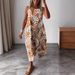 Women's Fashion Casual V-Neck Printed Sleeveless Backless Dress_ecoleips.com