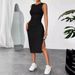 Women's Clothing Sleeveless Vest Skirt Pleated Drawstring Slim Hip Skirt Dress Summer_ecoleips.com