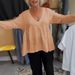 New Autumn Collection . Independent Station European And American Cross-border Cotton-linen Deep V-neck Pleated_ecoleips.com