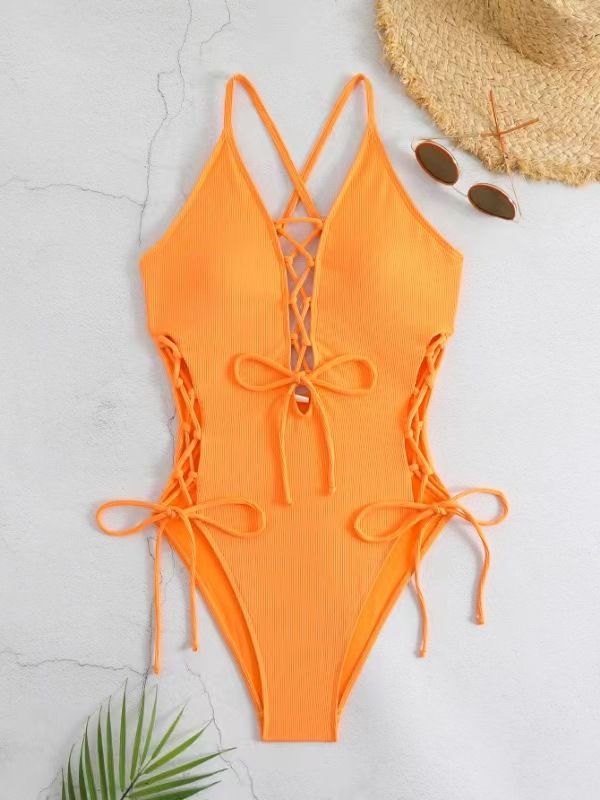 Women's Clothing Sexy Backless One Piece Swimsuit Multi Color Strap Swimsuit_ecoleips.com