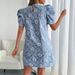 European And American Cross-border 2026 Summer New Women's Puff Sleeve Textured Jacquard Round-neck Vintage Style Dress_ecoleips.com