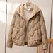 Women's Clothing Women's Winter Hooded Puffer Jacket Short Style Faux Two-Piece Coat Loose Fit Fashionable Thickened Warm Quilted Outerwear_ecoleips.com
