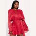 Tiered Ruffle Hem Short Dress With Tie Waist - Elegant Office Wear For Women (Blue, Red, Beige, Pink, Green)_ecoleips.com