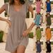 Women's Casual Loose Vest Dress Deep V Neck Ruffled Sleeve Beachwear Spring Summer 2026 Fashion Cross Border Style_ecoleips.com