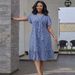 Women's Striped Dress Short-Sleeve Flowy A-Line with Belted Waist And Collar Sizes S to XXL_ecoleips.com