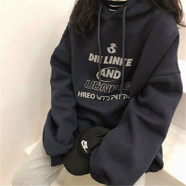 autumn And Winter New Korean-style Thin Hooded Sweatshirt Women, Trendy Loose Top Students, Versatile For_ecoleips.com