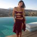 Slim Sexy Halter Strap Dress New Summer Hollow Out Slit Dress For Beach Vacation_ecoleips.com