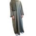 Middle Eastern Muslim Women's Clothing, Solid Color Robe, Arabian Round Neck, Loose Fit, Slimming, With Buttons And_ecoleips.com