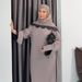 Voya Muslim Women's Long Sleeved Lace Patchwork Oversized Loose And Dignified Dress+headscarf Two-piece Set_ecoleips.com