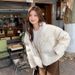 girl Girl 2025 New Korean Style Fleece-Lined Thickened Parka Women, Loose Fit Short Cotton Jacket For Petite Figures_ecoleips.com