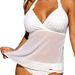 Plus Size Sexy Women's Swimsuit With Mesh Paneling Conceal Unwanted Curves Two Piece Bikini Swimwear_ecoleips.com