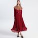 Voya 593 Belt Gold Beaded Sequin Shawl Chiffon Pleated Flared Dress_ecoleips.com
