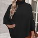 Women's High Neck Cape Poncho Sweater Knit Wrap Shawl Coat Soft Polyester Blend Oversized Fall & Winter Fashion_ecoleips.com
