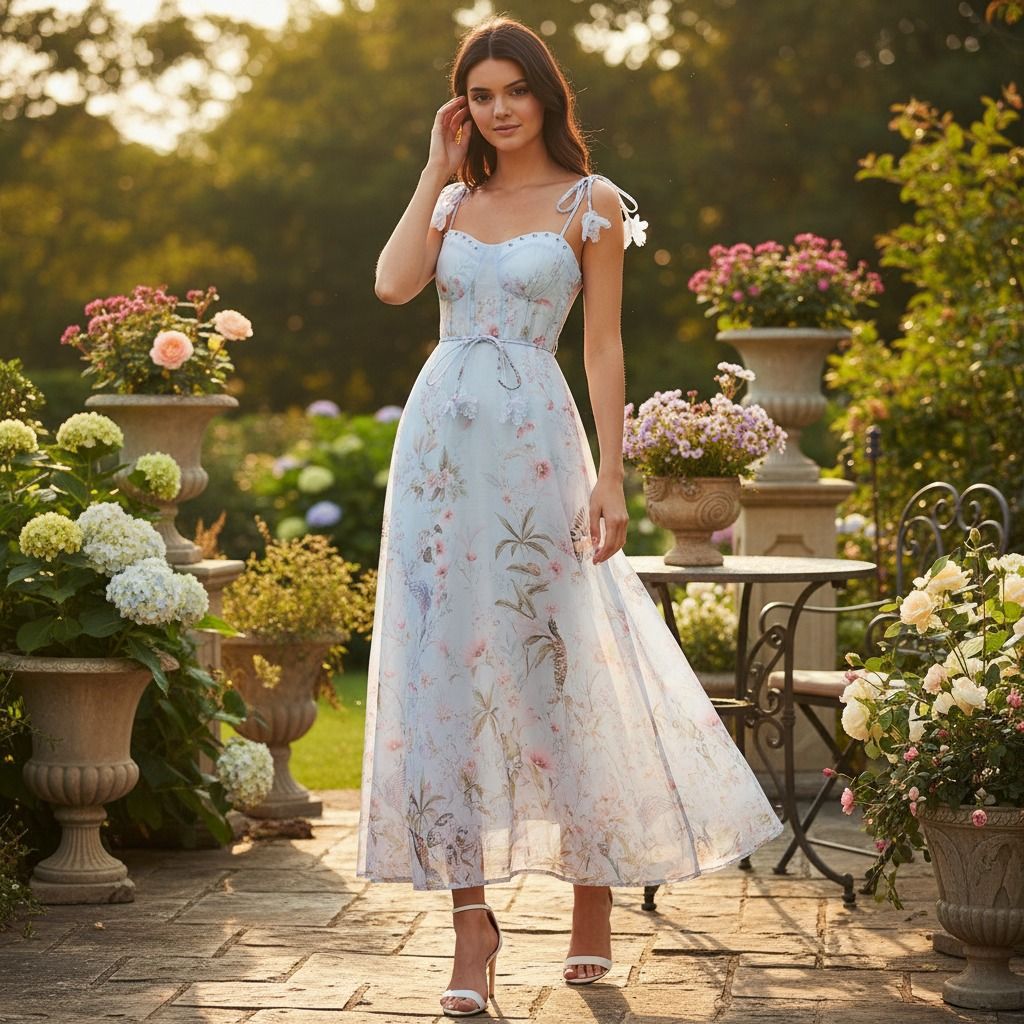Women's Summer Floral Print Dress Spaghetti Strap Long Fairy Cinching Waist Fishbone Design Travel Vacation Dress_ecoleips.com