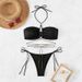 Women's Sexy Solid Color Bikini Set - European & American Style High Waist Swimsuit For Beach & Hot Spring_ecoleips.com