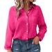 Women's Clothing Solid Color Casual Loose Long Sleeved Linen Shirt_ecoleips.com