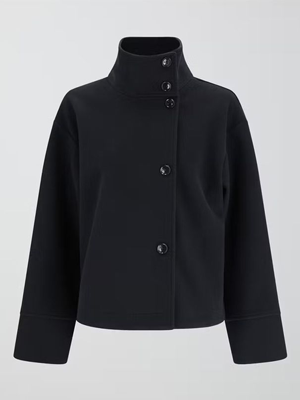 Premium Wool Blend Short Coat Women's Double-Faced Wool Jacket Stand Collar Slim Fit Elegant Office Wear_ecoleips.com