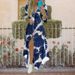 Women's Elegant Printed Long Dress Single-Breasted Slit Shirt Style Spring Fashion_ecoleips.com
