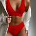 Women's High-Elasticity Bikini Set – Sexy Two-Piece Swimwear With Removable Padding, Polyester Blend (Sizes S-L, White/Red/Fuchsia/Blue)_ecoleips.com