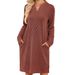 Women's Clothing Women's V-Neck Long Sleeve Loose Fit Casual Dress For Autumn Winter – Stylish & Comfortable In Multiple Colors_ecoleips.com