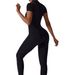 Women's Nude Zipper Short Sleeved Yoga Suit Quick Drying Breathable Jumpsuit American Style Outdoor Sports Fitness Clothes_ecoleips.com