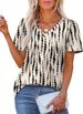 OFEEFAN T Shirts For Women V Neck Dressy Casual Blouses Puff Short Sleeve Summer Tops Loose Fit_ecoleips.com