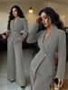 ZOEVA European And American Women's Suit Temperament Fashion Long-sleeved Blazer Straight Pants Up And Down Two-piece Set_ecoleips.com