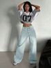American Retro Washed Distressed Wide-leg Jeans For Women, New Summer Style, High-waisted, Straight Cut, Slimming,_ecoleips.com