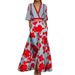 This Women's Dress Is Fashionable, Elegant And Stylish. It Features A V-Neck, Printed Tie And A Large Skirt Hem_ecoleips.com